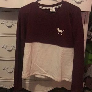 PINK Maroon and white varsity shirt